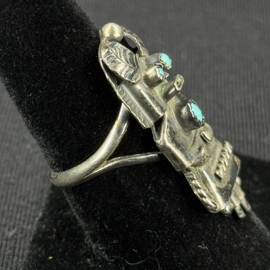Native Turquoise Sterling Silver Ring Size 7.5 925 M O Orville Manygoat
