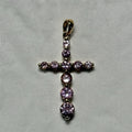 Sterling Silver Pendant Gold Over Silver Graduated Amethyst Cross Pendant