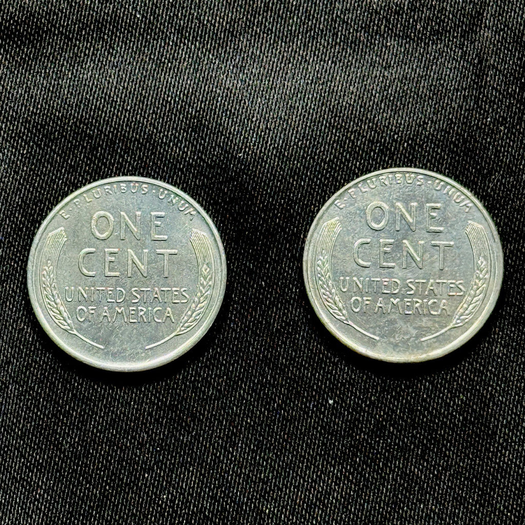 1943 S D Steel Wheat Cent Pair BU Uncirculated WWII Set Nice Luster