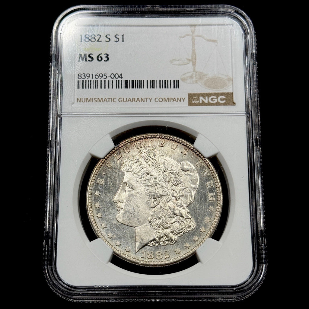 1882-S Morgan Silver Dollar NGC MS63 Semi Prooflike Toned