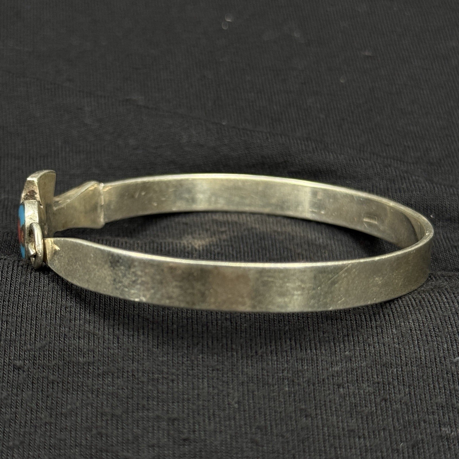 Estate Sterling Silver Ankh Hook Bangle Bracelet Cuff Egypt 925