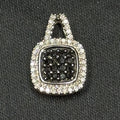 Estate Sterling Silver Black And White Diamond Halo Pendant SUN