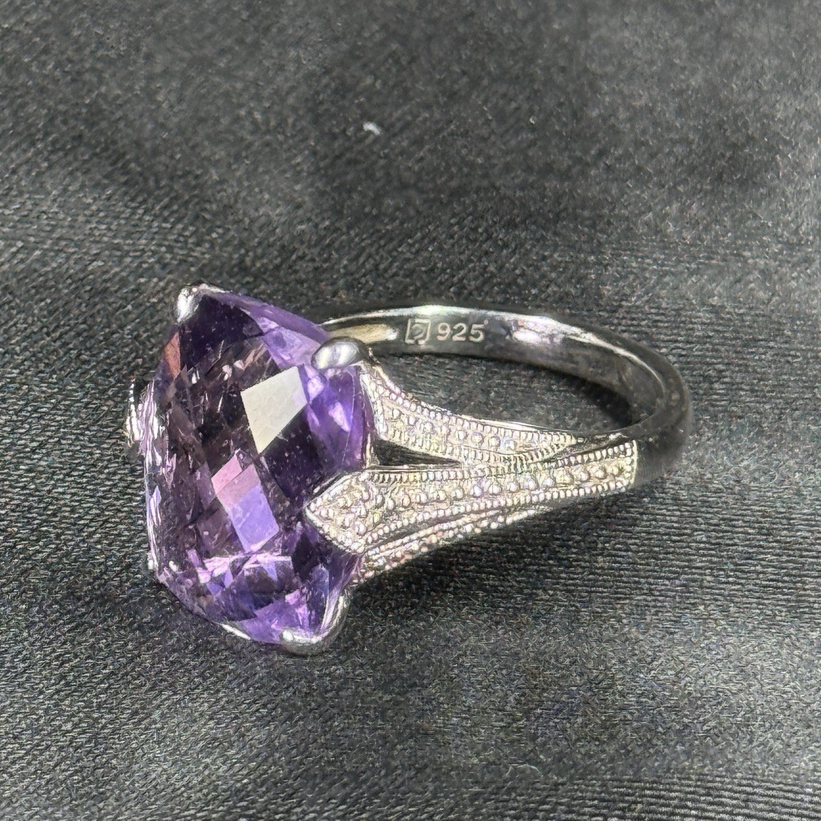 Estate Sterling Silver Ring Purple Amethyst 925 Size 7