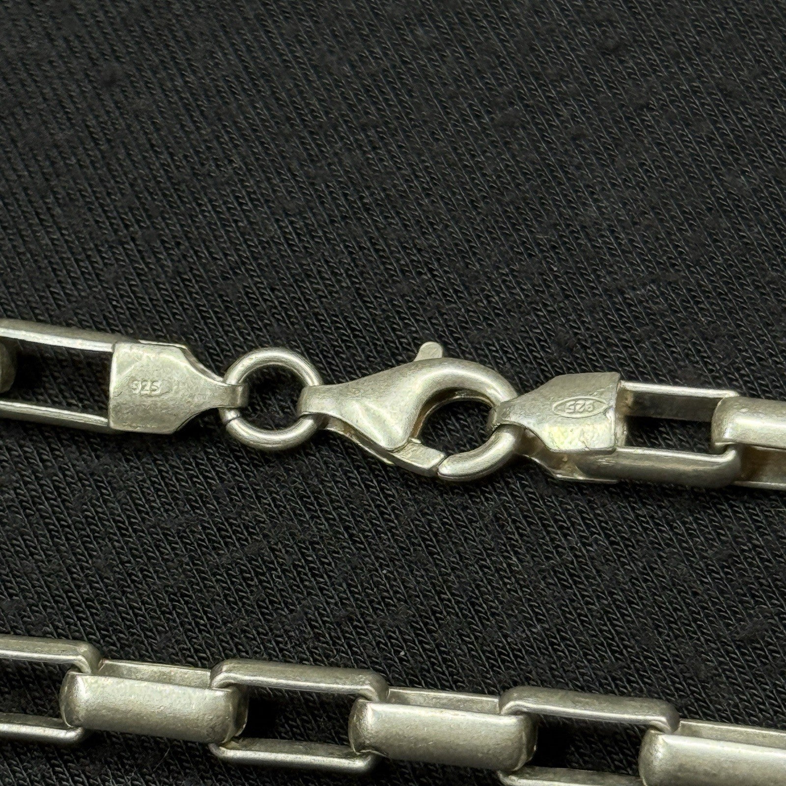 Estate Sterling Silver Elongated Box Link Chain 925  Vintage 41.7 Grams 19.5IN