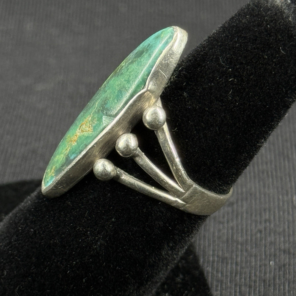 Native Green Turquoise Sterling Silver Ring Size 5.5 925