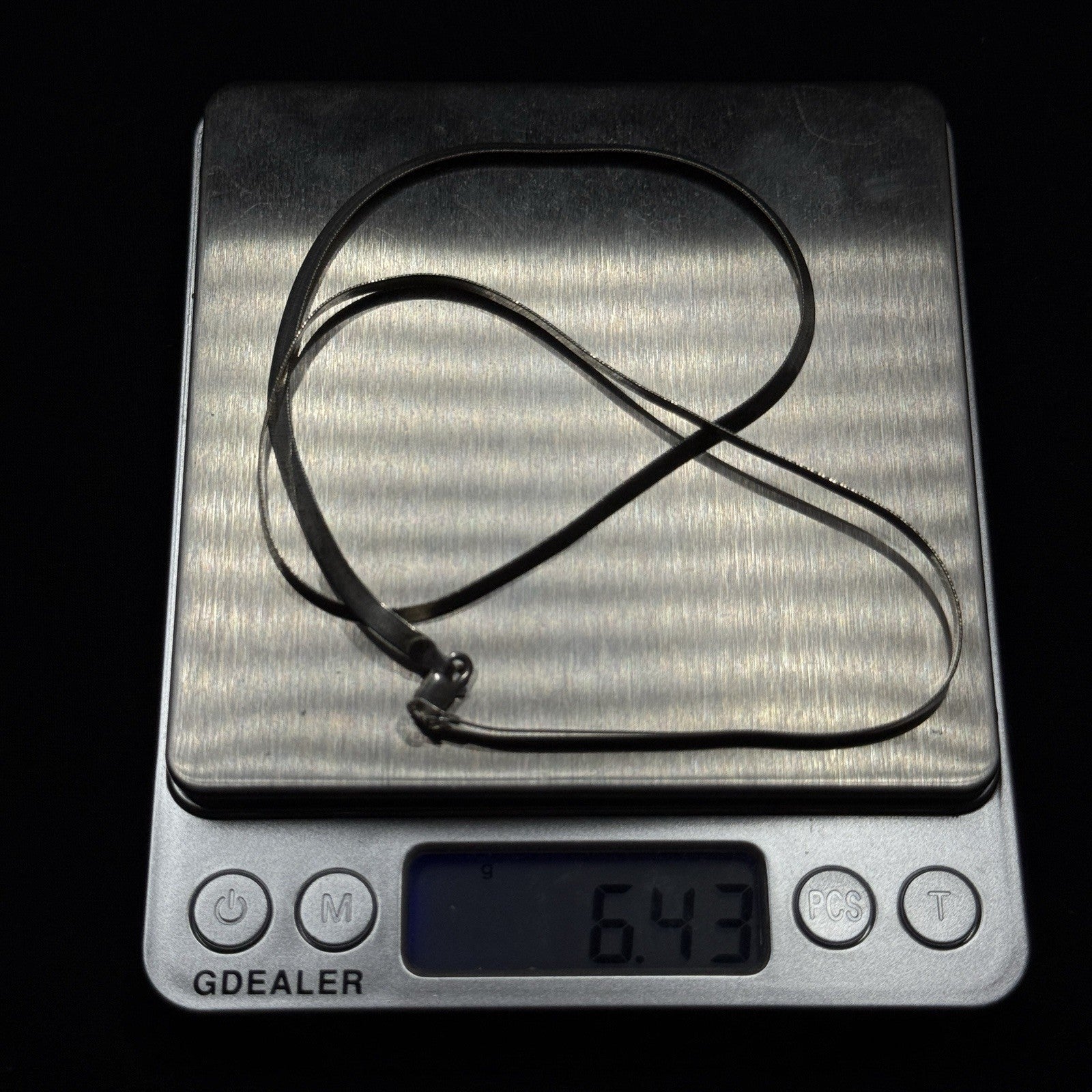 Estate Sterling Silver Flat Herringbone Chain Necklace 6.4g 18IN