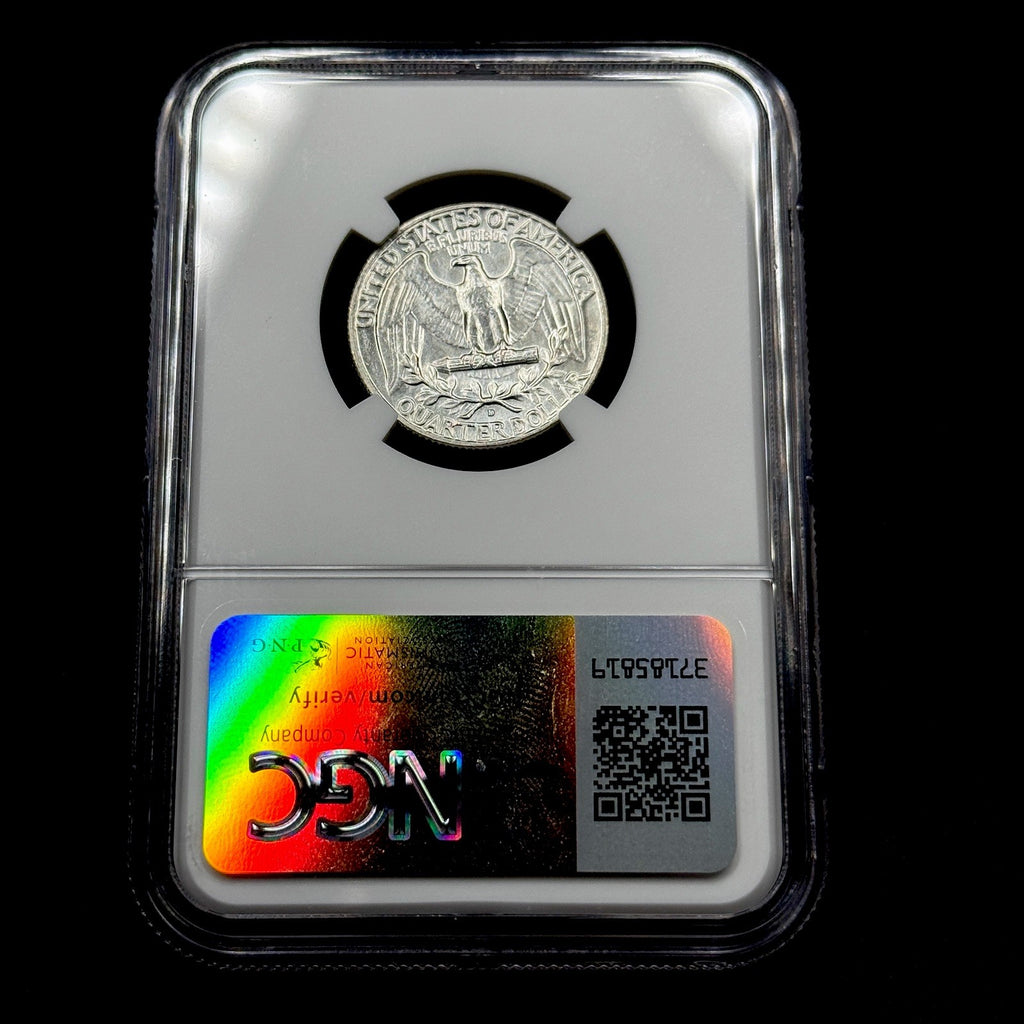 1964-D Washington Quarter NGC MS64 Prooflike Obverse Cameo Gem BU