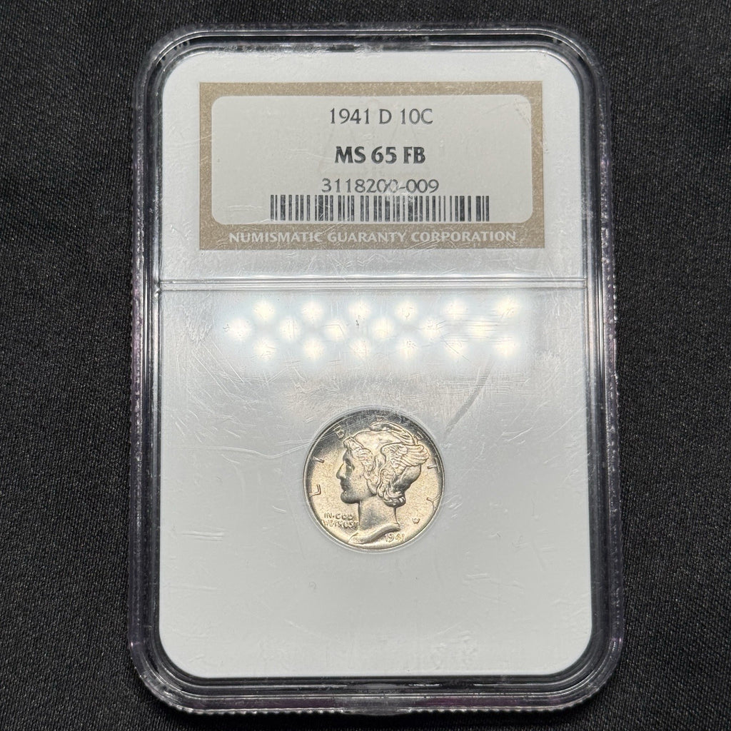 1941-D Mercury Dime NGC MS65 FB Full Bands Gem BU Silver