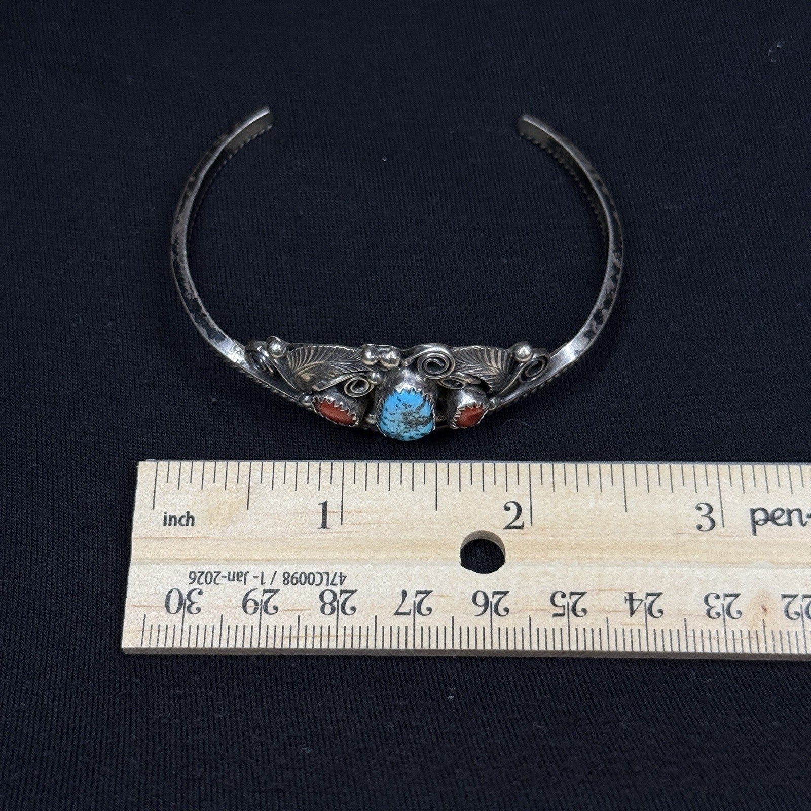 Estate Sterling Silver Cuff Bracelet Justin Morris Native Navajo Turquoise 925