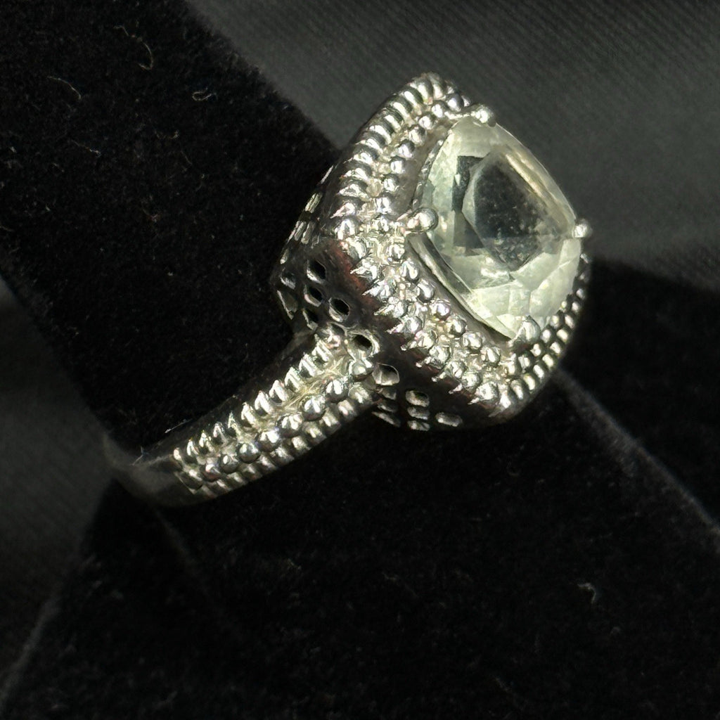 Estate Sterling Silver Ring Sai Aquamarine Stone Size 7 925