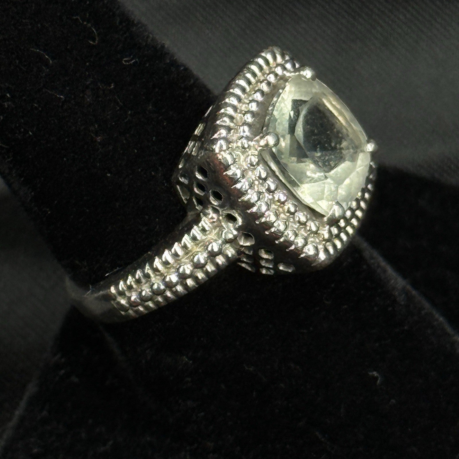 Estate Sterling Silver Ring Sai Aquamarine Stone Size 7 925