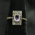 Estate Sterling Silver Ring Purple Amethyst Art Deco 925 Size 5