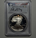 1987 S PROOF SILVER EAGLE PCGS PR69 DCAM EDMUND C. MOY HAND SIGNED FLAG LABEL