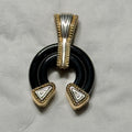 Carolyn Pollack Sterling Silver And Brass Horseshoe Pendant Black Oynx