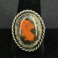 Native Bumble Bee Jasper Intense Orange Sterling Silver Ring Size 8.5 925 BC