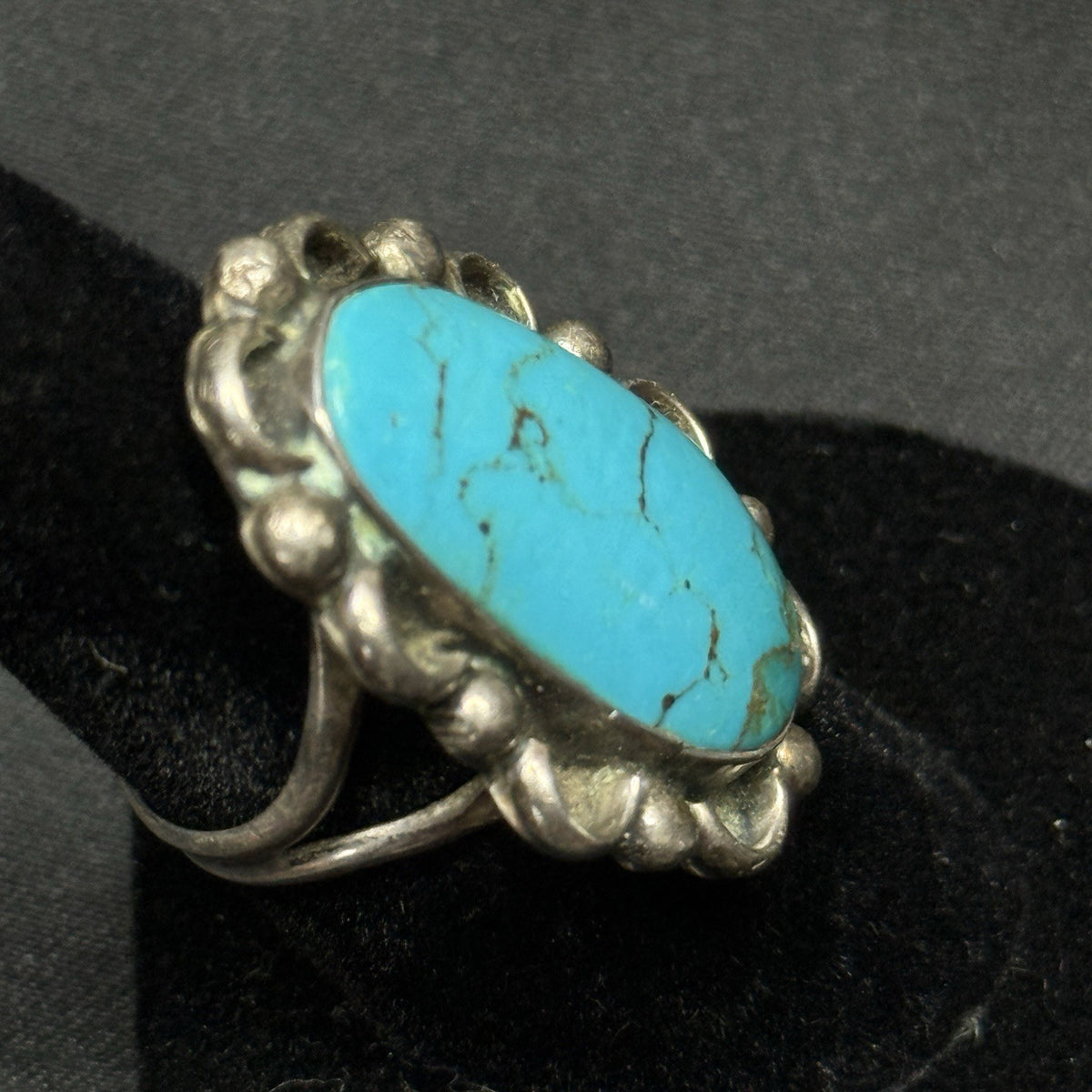Native American Style Sterling Silver Ring Turquoise Size 6 Unsigned