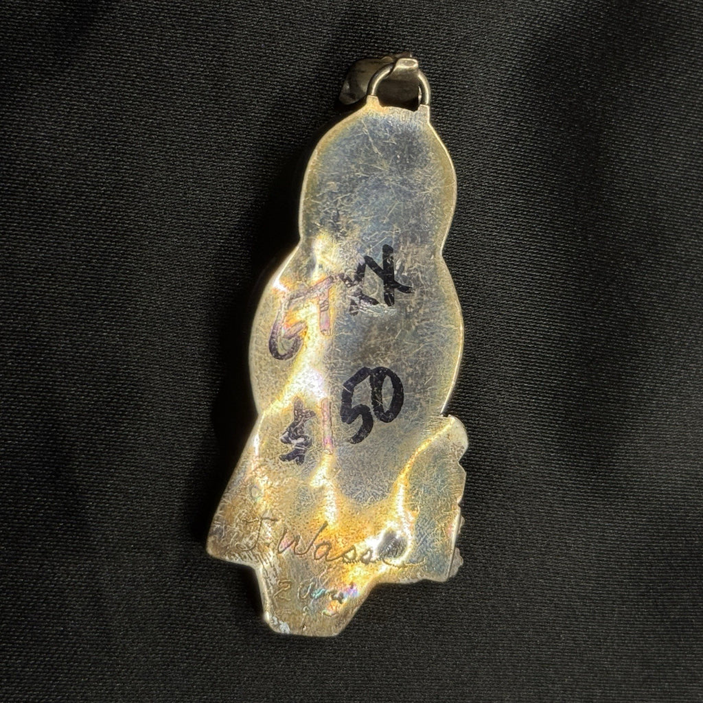 Native American Sterling Silver Pendant Zuni Maiden Inlay Signed Joyce Waseta