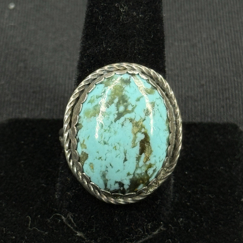 Native Large Turquoise Sterling Silver Ring Size 9.5 925