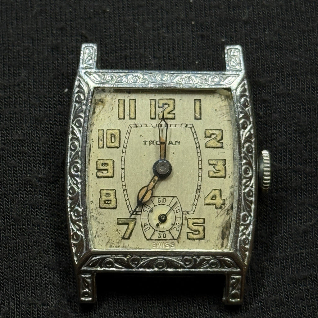 Vintage Trojan Swiss 6J Mechanical Westfield 10B Men's Wrist Watch For Parts
