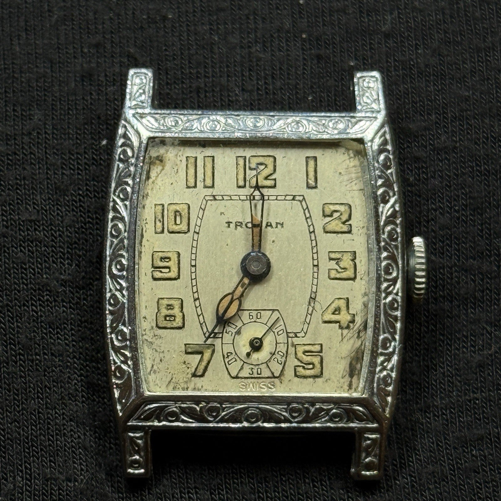 Vintage Trojan Swiss 6J Mechanical Westfield 10B Men's Wrist Watch For Parts