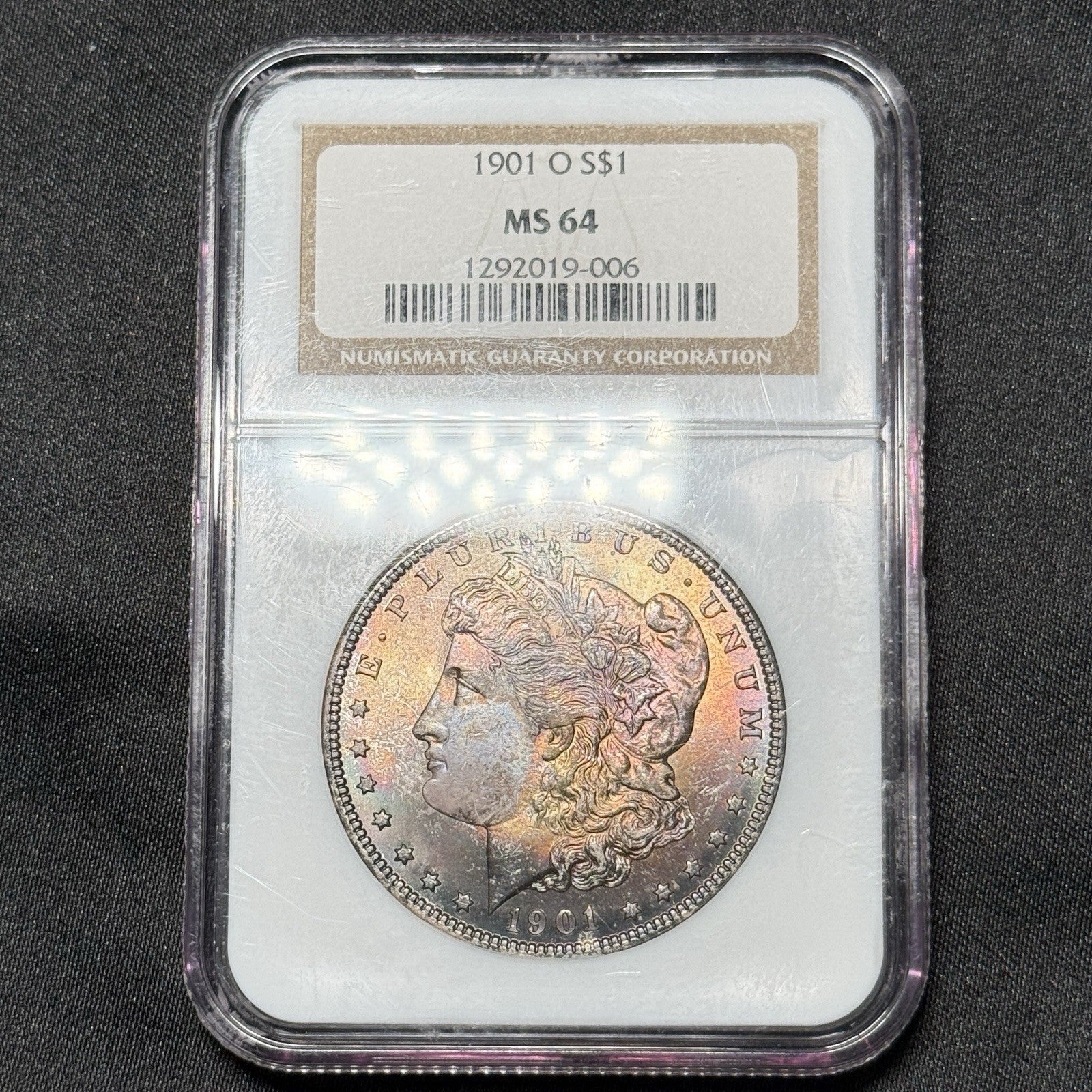 1901-O Morgan Silver Dollar NGC MS64 Rainbow Toning Stunning Colorful GEM