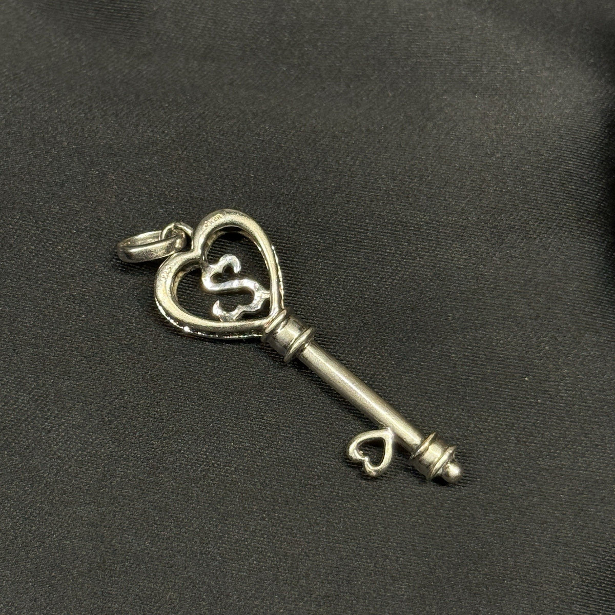 Jane Seymour Sterling Silver 925 Open Heart Key White & Black CZ Pendant