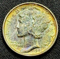 1941 Mercury Dime Silver 10C Gem BU Toned Original Color US Coin