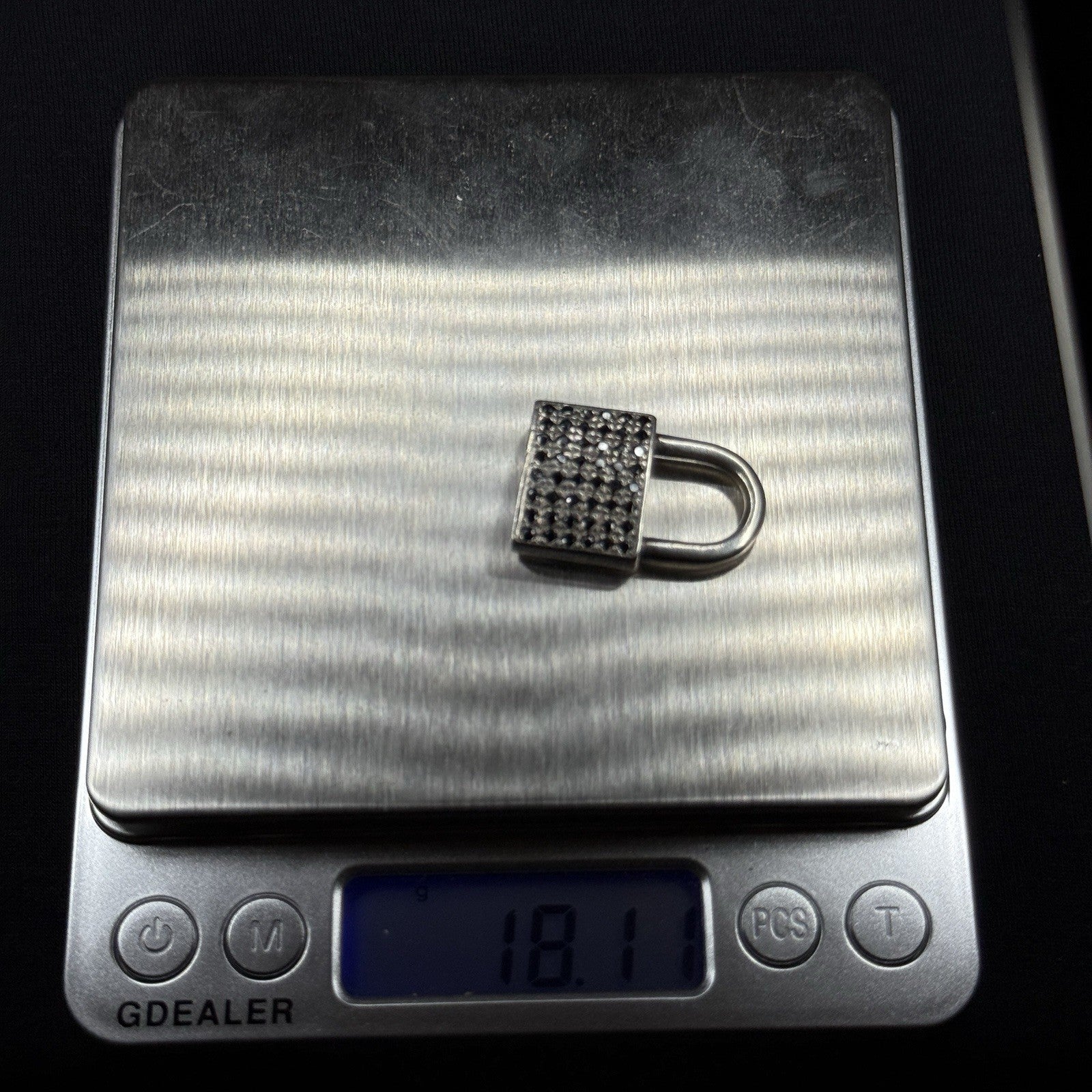 Darren Simonian Sterling Silver Lock Black Stones Vintage Pendant Charm 925