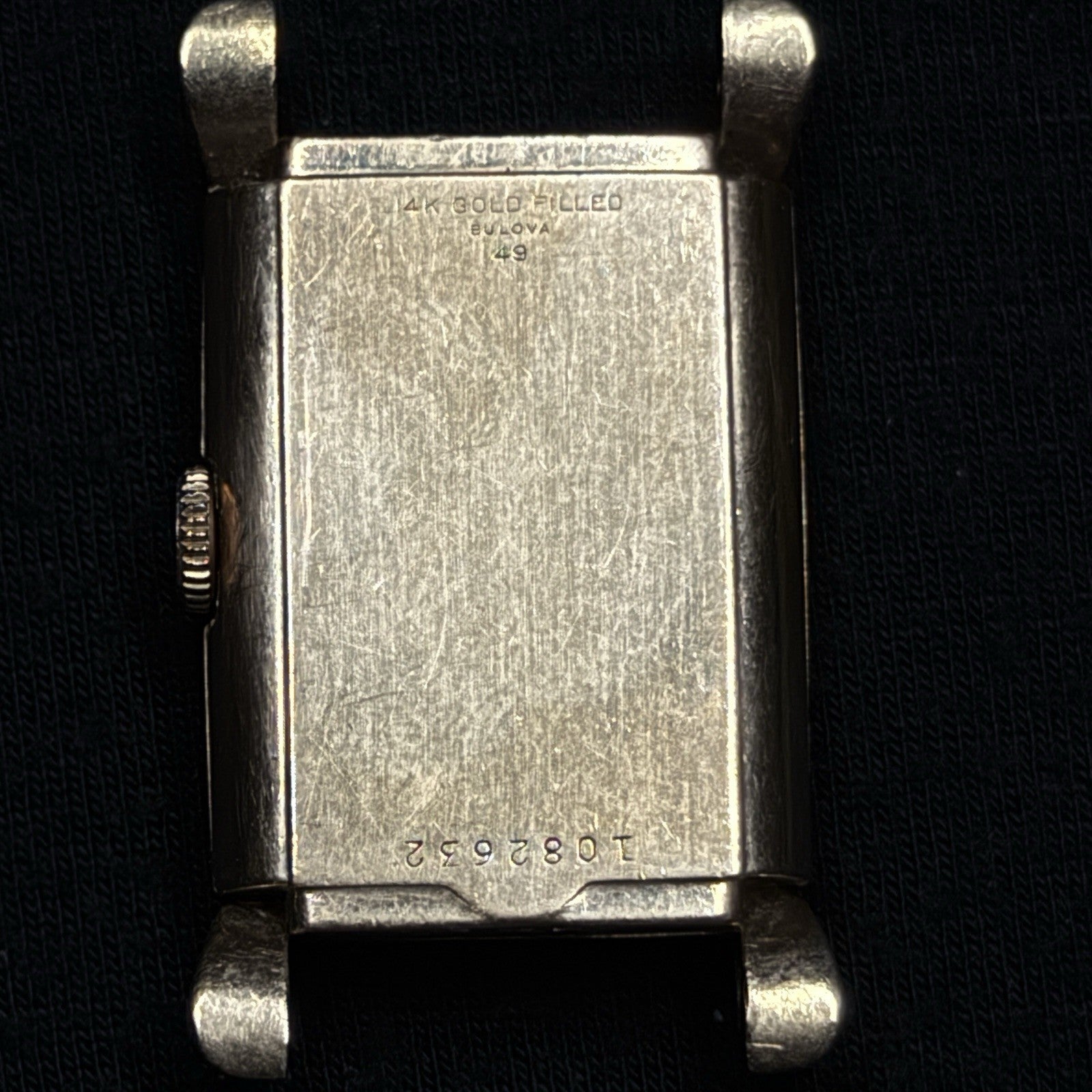 Vintage Rose GF Bulova 14k Gold Filled Tank Watch For Parts Repair 7AK 21J