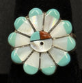Native American Sterling Silver Ring Inlay Sun Face Signed Rotiero Vacit Sz 6.5
