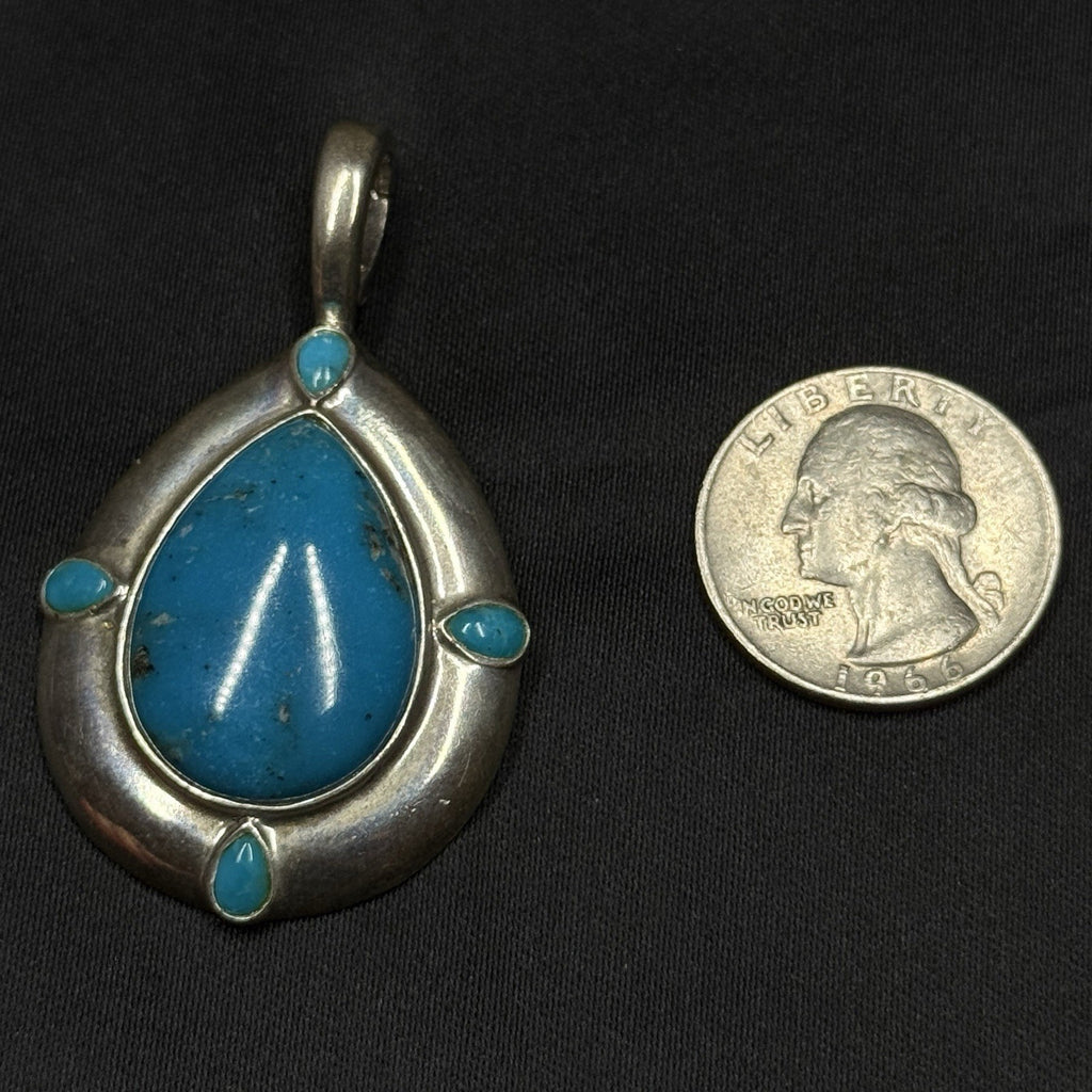 Carolyn Pollack Relios Sterling Silver Turquoise Teardrop Enhancer Pendant 925