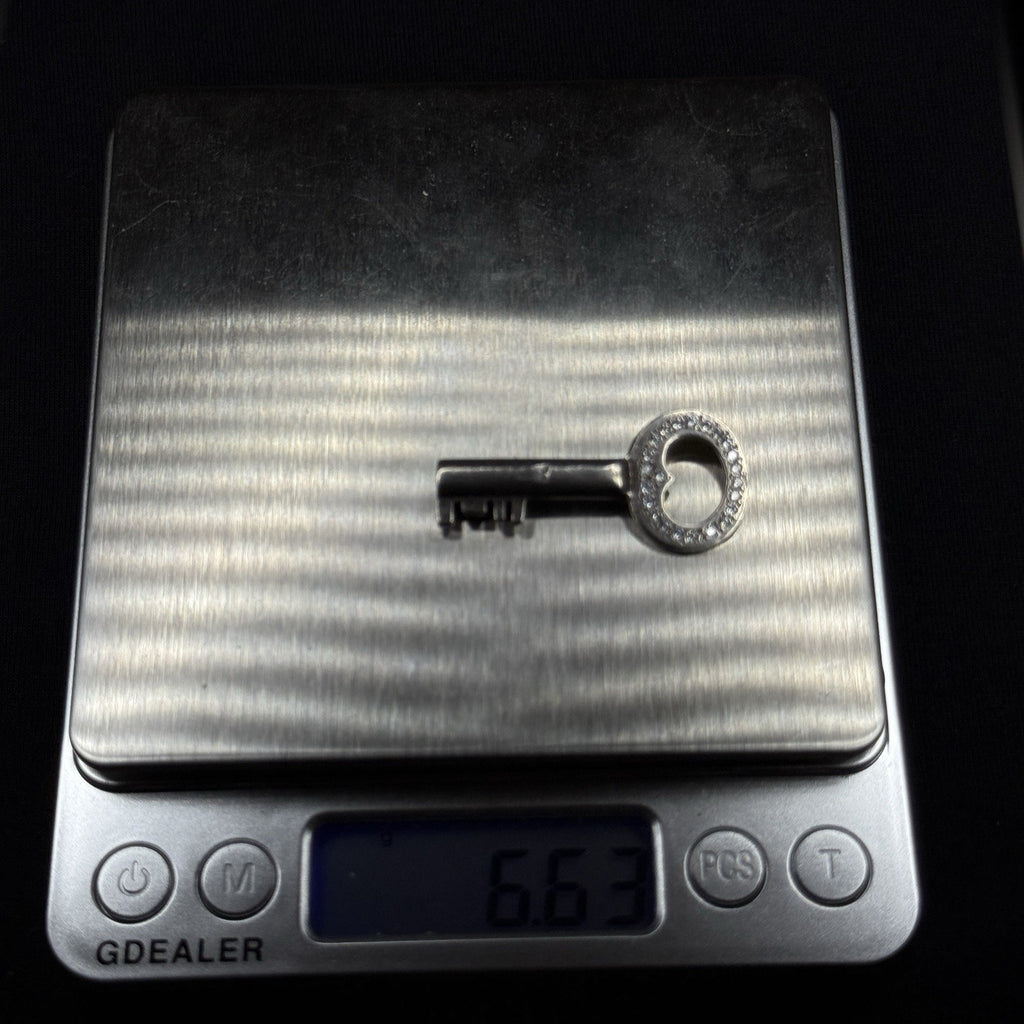 Darren Simonian Sterling Silver Key Cubic Zirconia Vintage Pendant Charm 925