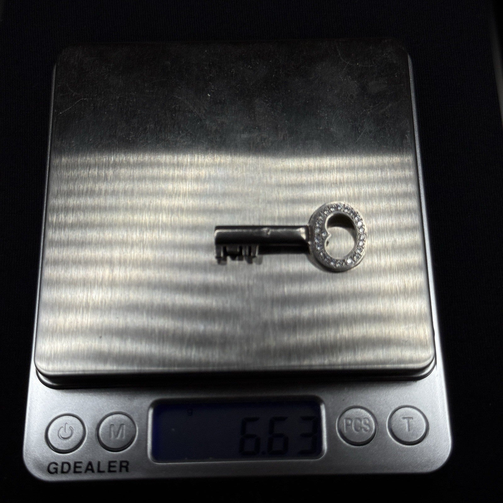 Darren Simonian Sterling Silver Key Cubic Zirconia Vintage Pendant Charm 925