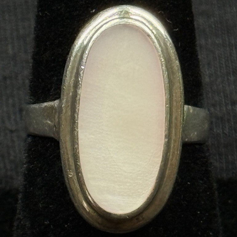 Estate Sterling Silver Ring Pink Mother Of Pearl Oval 6.75 925