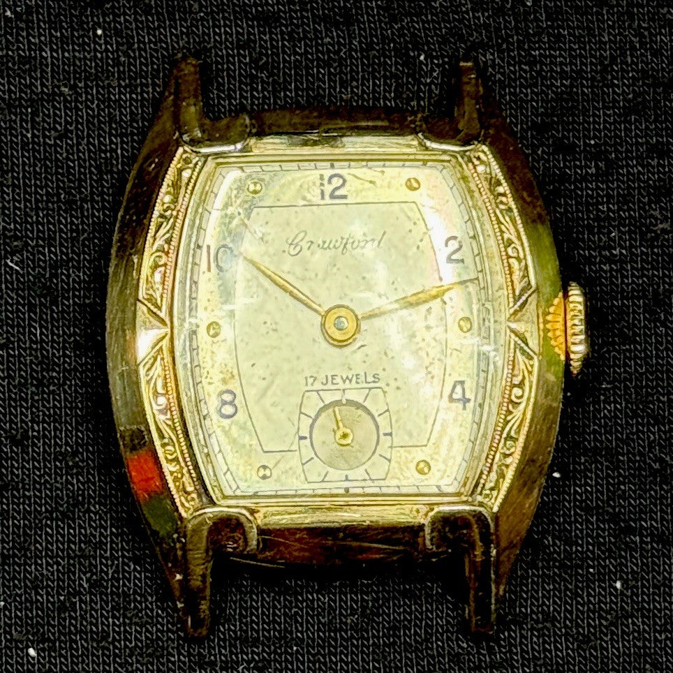 Vintage GF Crawford 10k Rolled Gold Running Watch For Parts Repair