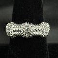 Estate Sterling Silver Ring CZ Textured Rope Band Judith Ripka Size 7 925