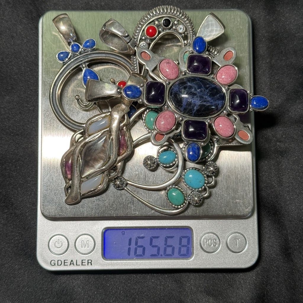Carolyn Pollack Sterling Silver .925 Mixed Lot Of Large Pendants Lot of 6. 165g