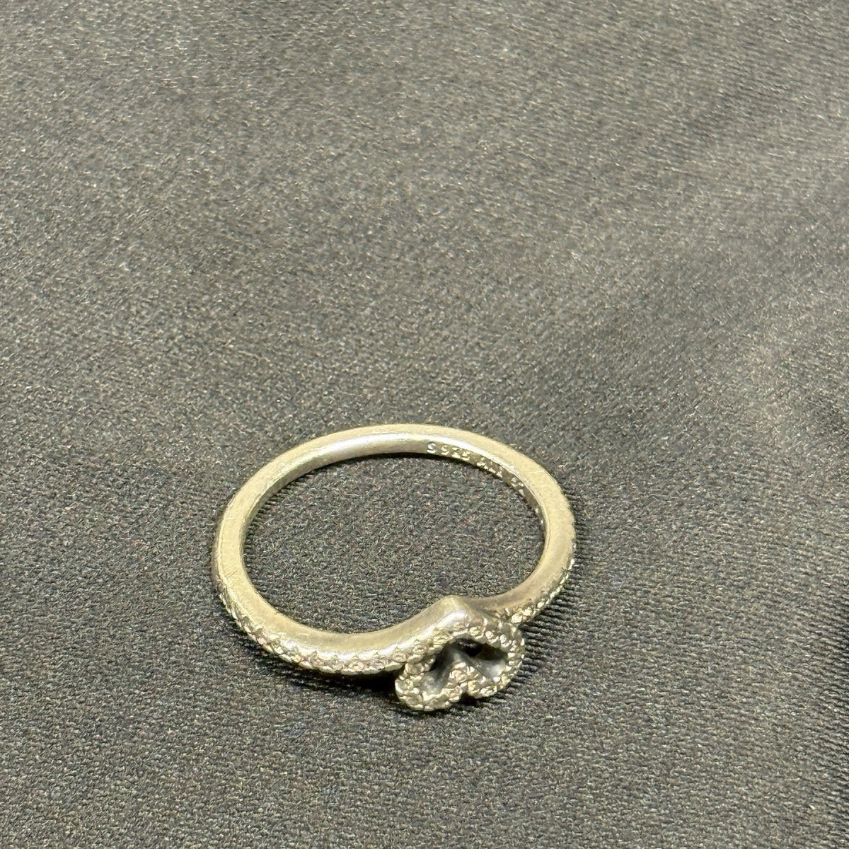 Estate Sterling Silver Ring Pandora Heart CZ SZ 5.25 925