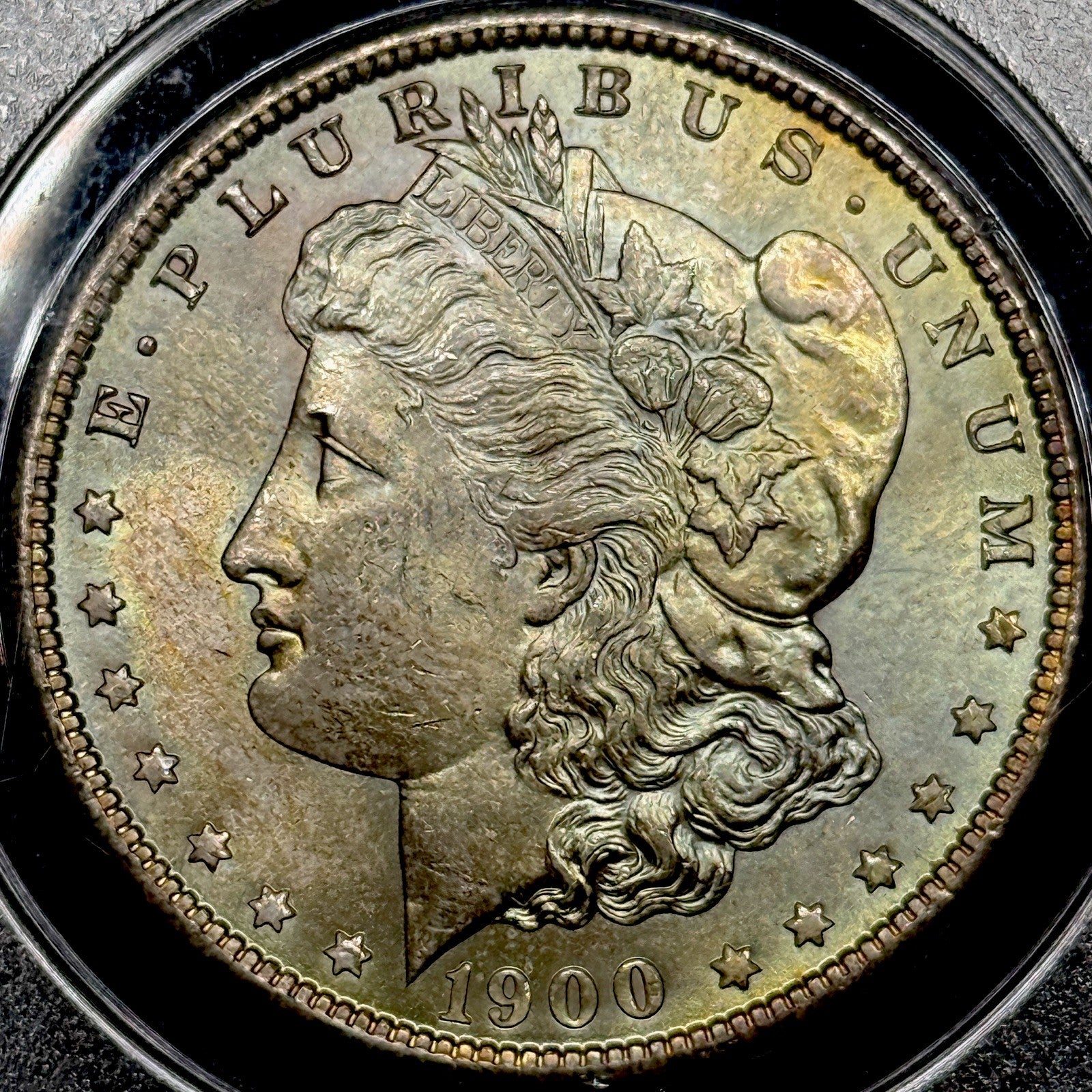 1900 Morgan Silver Dollar PCGS MS64 CAC OGH Rattler Old Green Holder Nice Toned