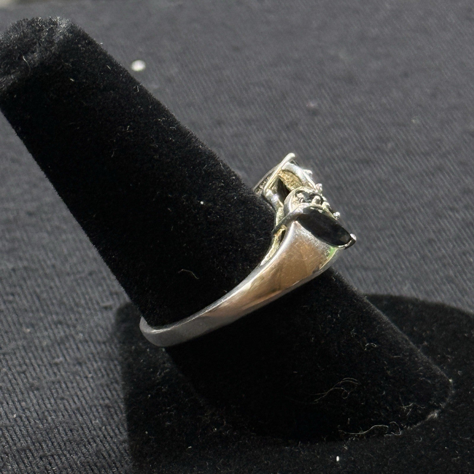 Estate Sterling Silver Ring Black Oynx Marquee Size 7.75 925