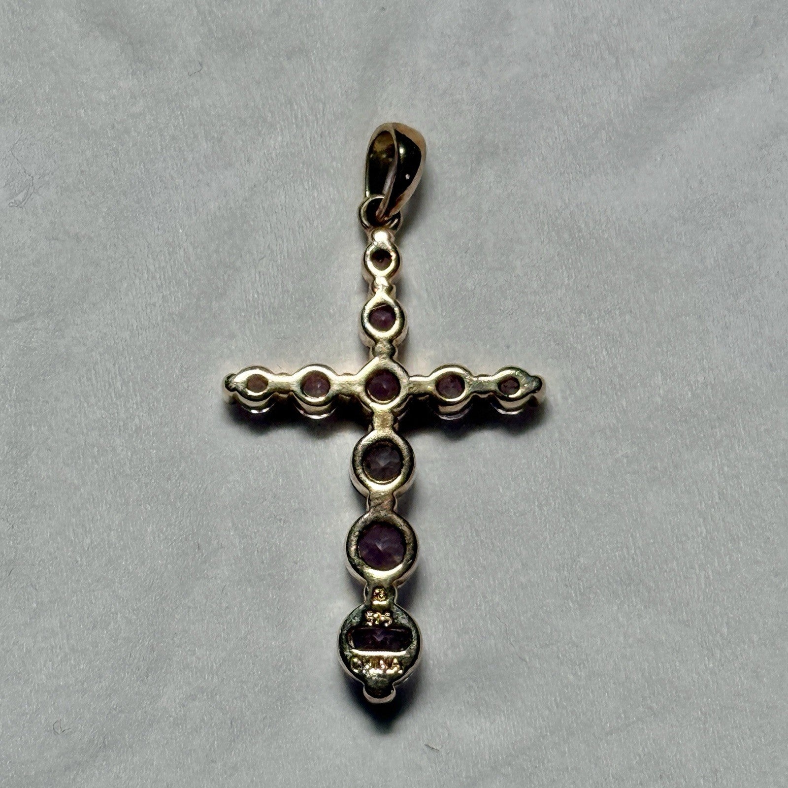 Sterling Silver Pendant Gold Over Silver Graduated Amethyst Cross Pendant