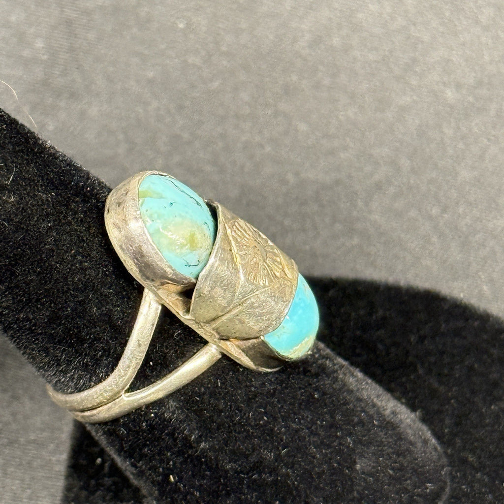 Native American Style Sterling Silver Ring Turquoise Size 6 Hallmarked