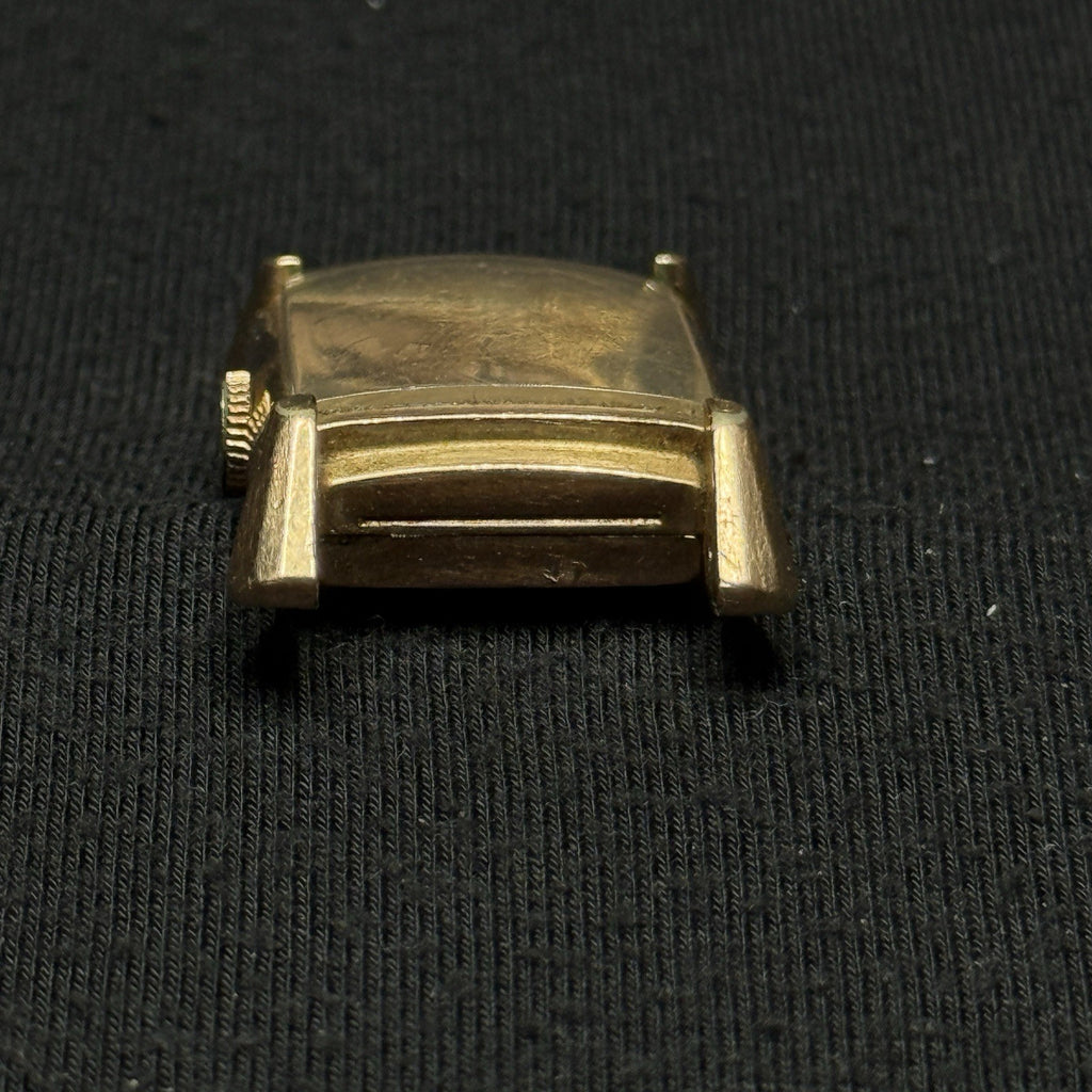 Vintage Rose GF Bulova 14k Gold Filled Tank Watch For Parts Repair 7AK 21J