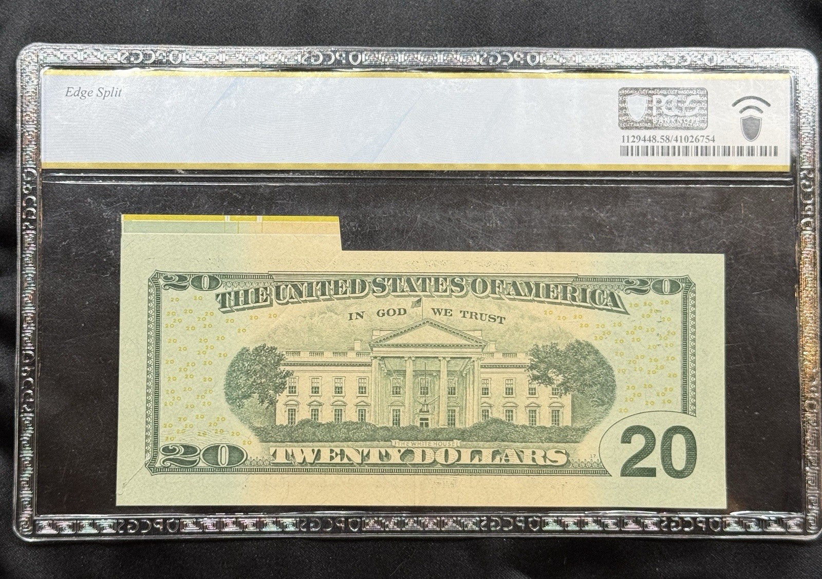 2013 $20 FRN ERROR PCGS AU58 Missing Overprint Cutting Error SOI Note Fr 2097-C