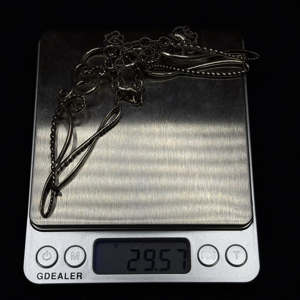 Estate Carolyn Pollack Sterling Silver Scroll Necklace 19IN 925