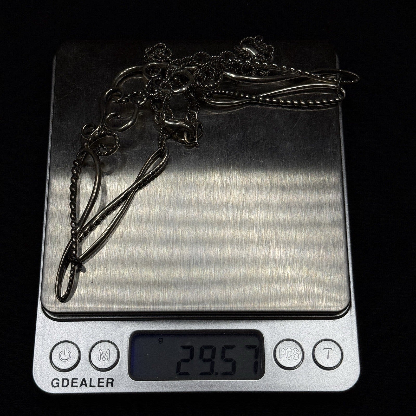 Estate Carolyn Pollack Sterling Silver Scroll Necklace 19IN 925