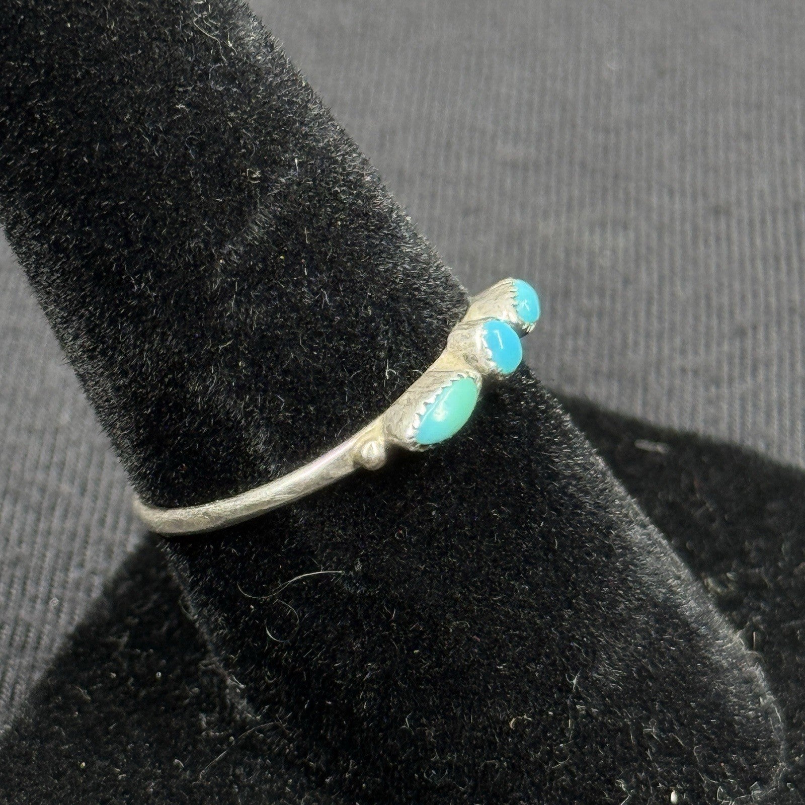 Native 3 Turquoise Band Sterling Silver Ring Size 7.5 925