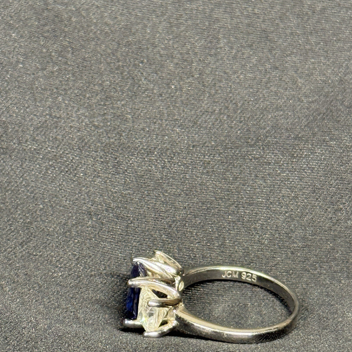 Estate Sterling Silver Ring Stone Blue Sapphire CZ SZ 6 925