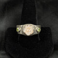 Estate Sterling Silver MOP Flower Ring Band Thick Heavy 12.9g Size 10 PB