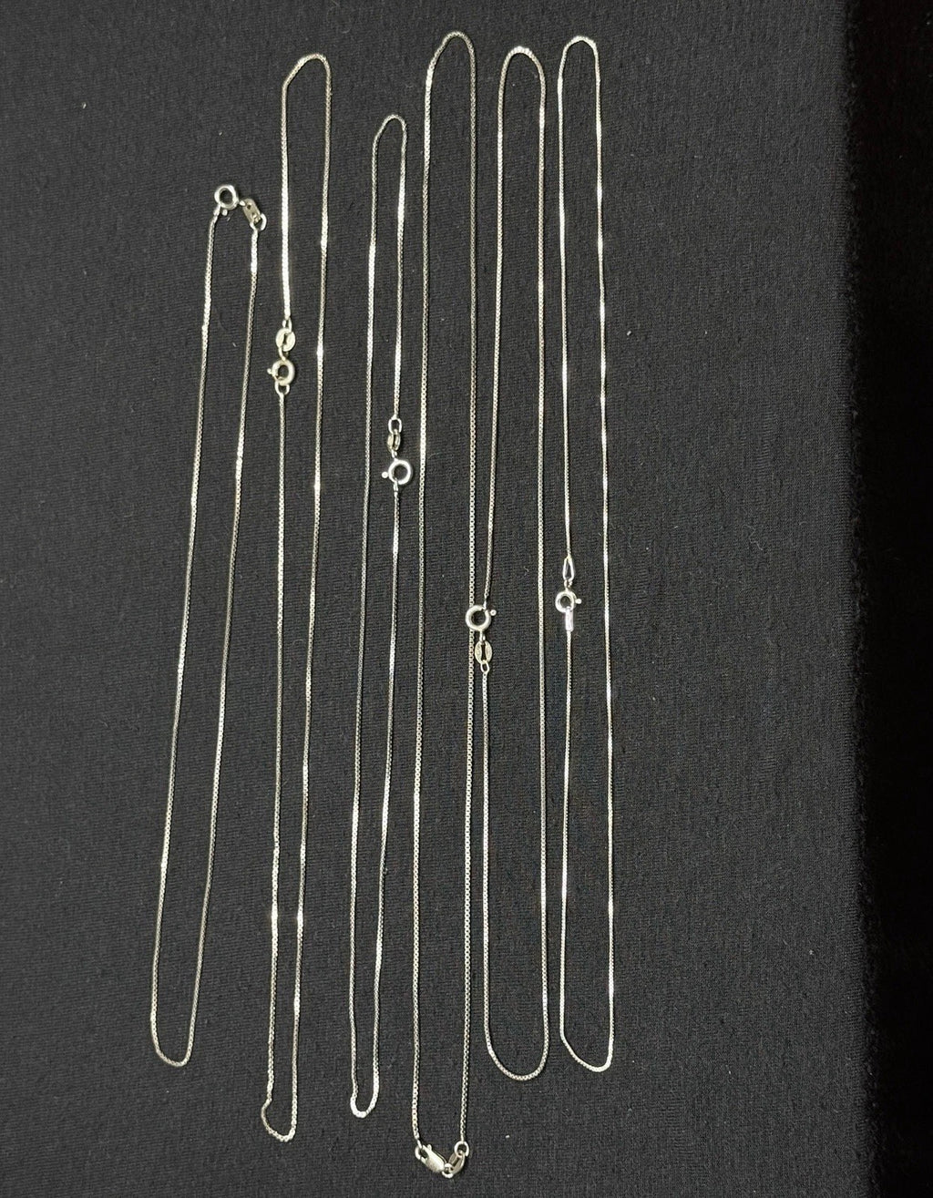 Lot Of 6 Sterling Silver Box Link Chains 925 Various Sizes 11 Grams